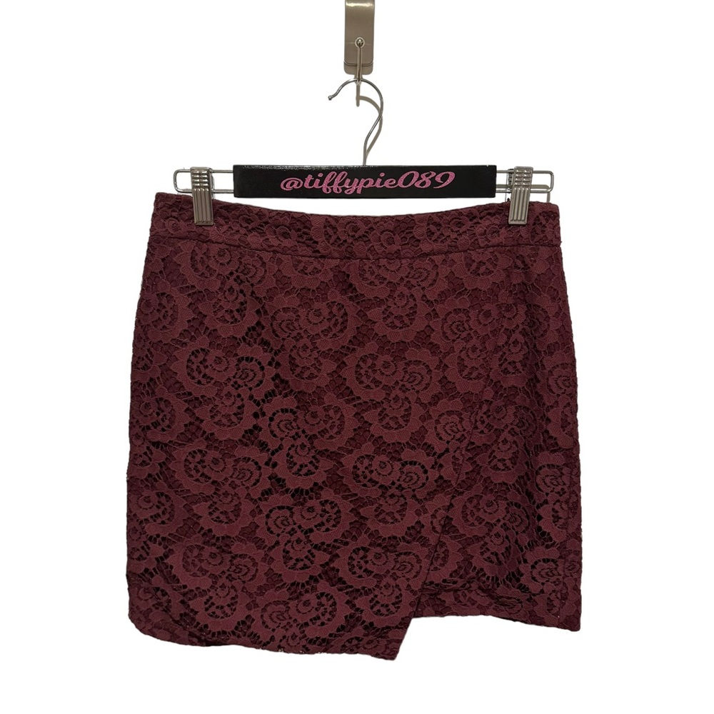 Madewell Lace Assymetrical Mini Skirt Maroon Size 4